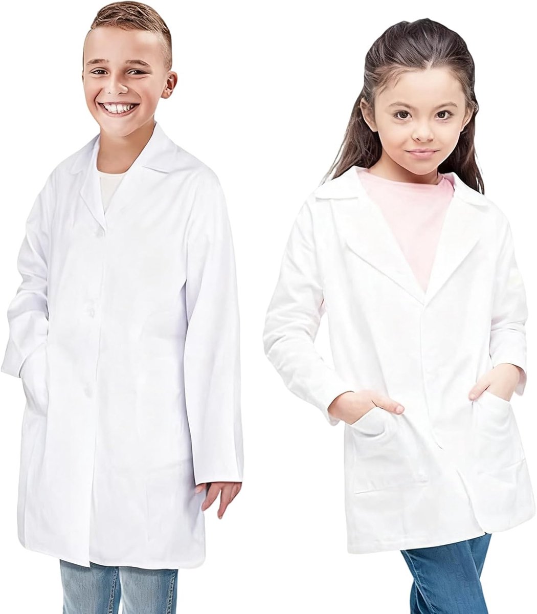 Doktersjas voor kinderen, katoen, laboratoriumjas voor jongens en meisjes, chemische jas, laboratoriumjas, lange mouwen, medicijn, laboratoriumjas, wit, kostuum, doktersjas, kinderen, voor