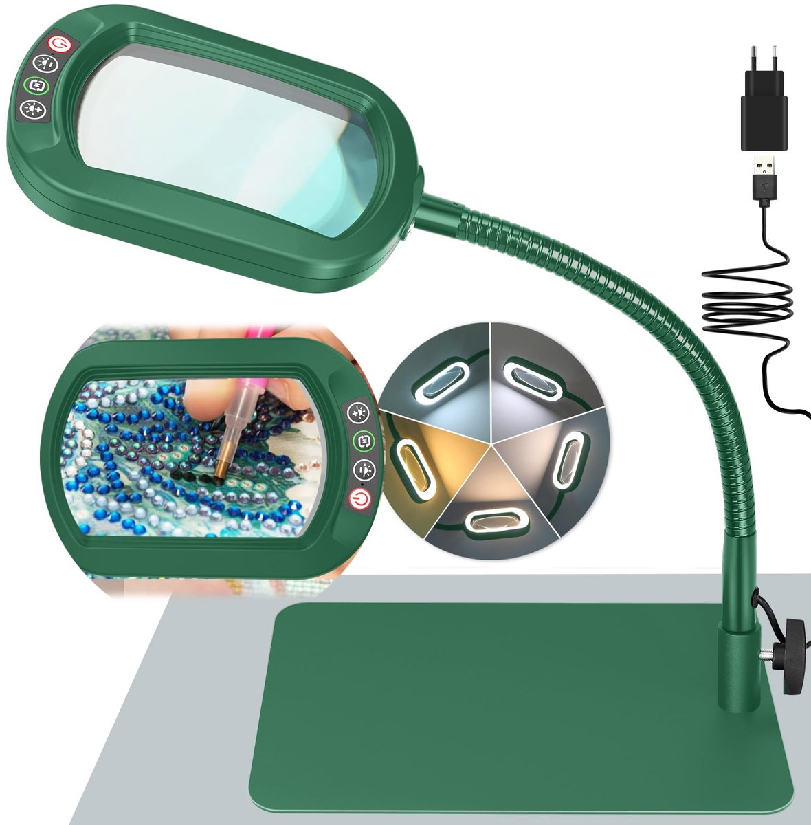 Omgoods - 10X Vergrootglas met Licht en Stand - Flexibele LED Magnifier Lamp voor Precisiewerk