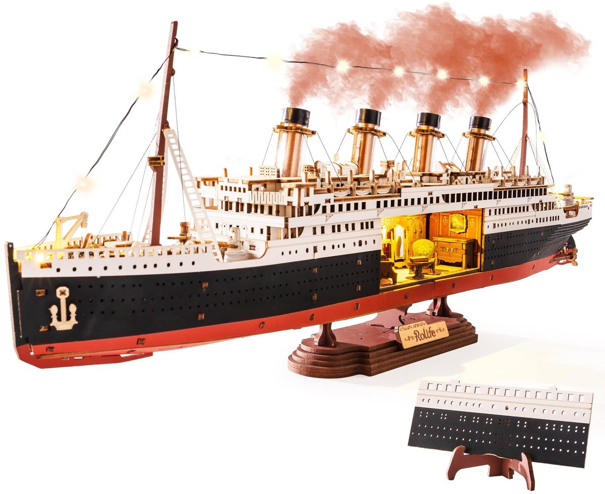 Omgoods - 3D Houten Puzzel Titanic Model - 433 Stuks Bouwset voor Volwassenen