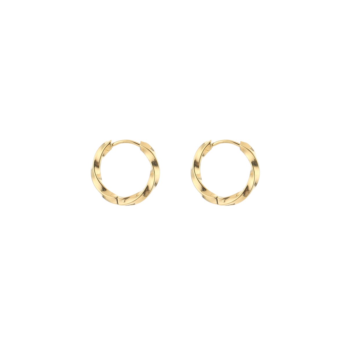 Twisted Ribbon Huggie Hoops 1.4CM – Luxe Gedraaide Oorringen – RVS - Goud