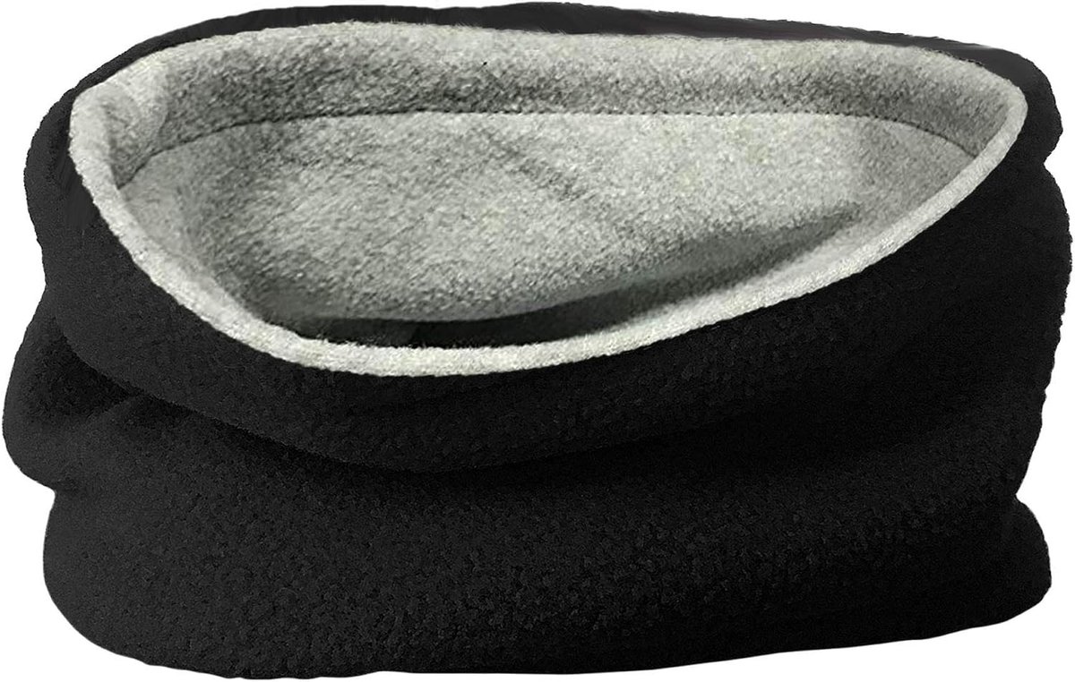 Kinderen, jongens, meisjes, warm, winter, omkeerbaar, zacht, fleece, snood, nekwarmer, Zwart/Grijs, Eén maat