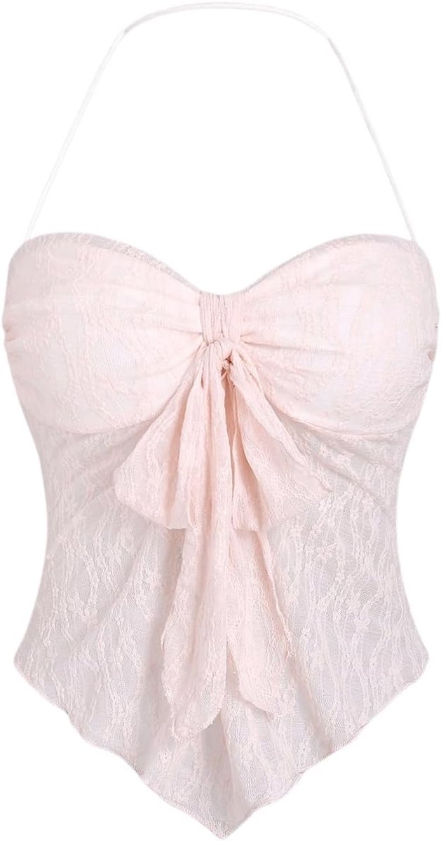 Y2K Crop Top voor dames, asymmetrisch bovenstuk, transparante zomertop
