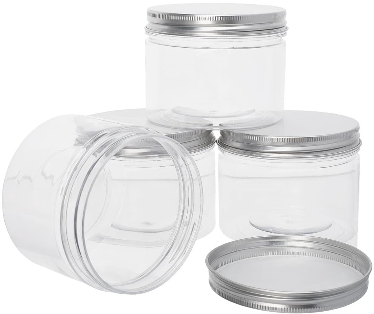 Omgoods - Set van 5 Transparante Plastic Opslagpotten met Schroefdop