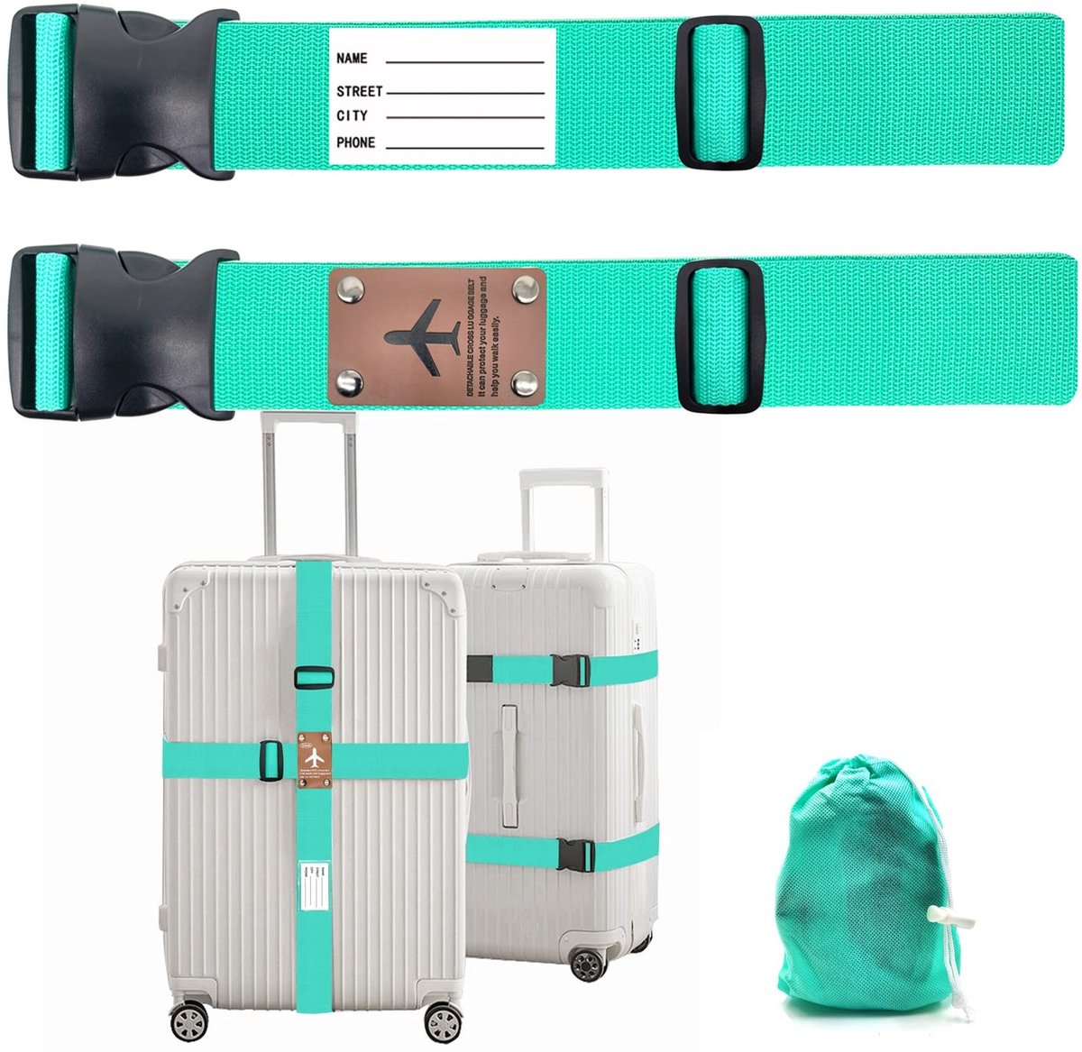 Omgoods - Luggage Straps Kofferset van 2, Groene Kleur