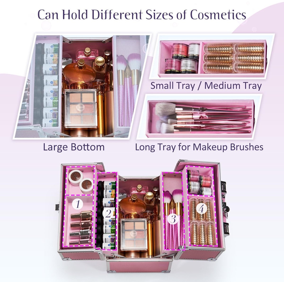Omgoods - Elegante Make-up Koffer met Vouwbare Compartimenten