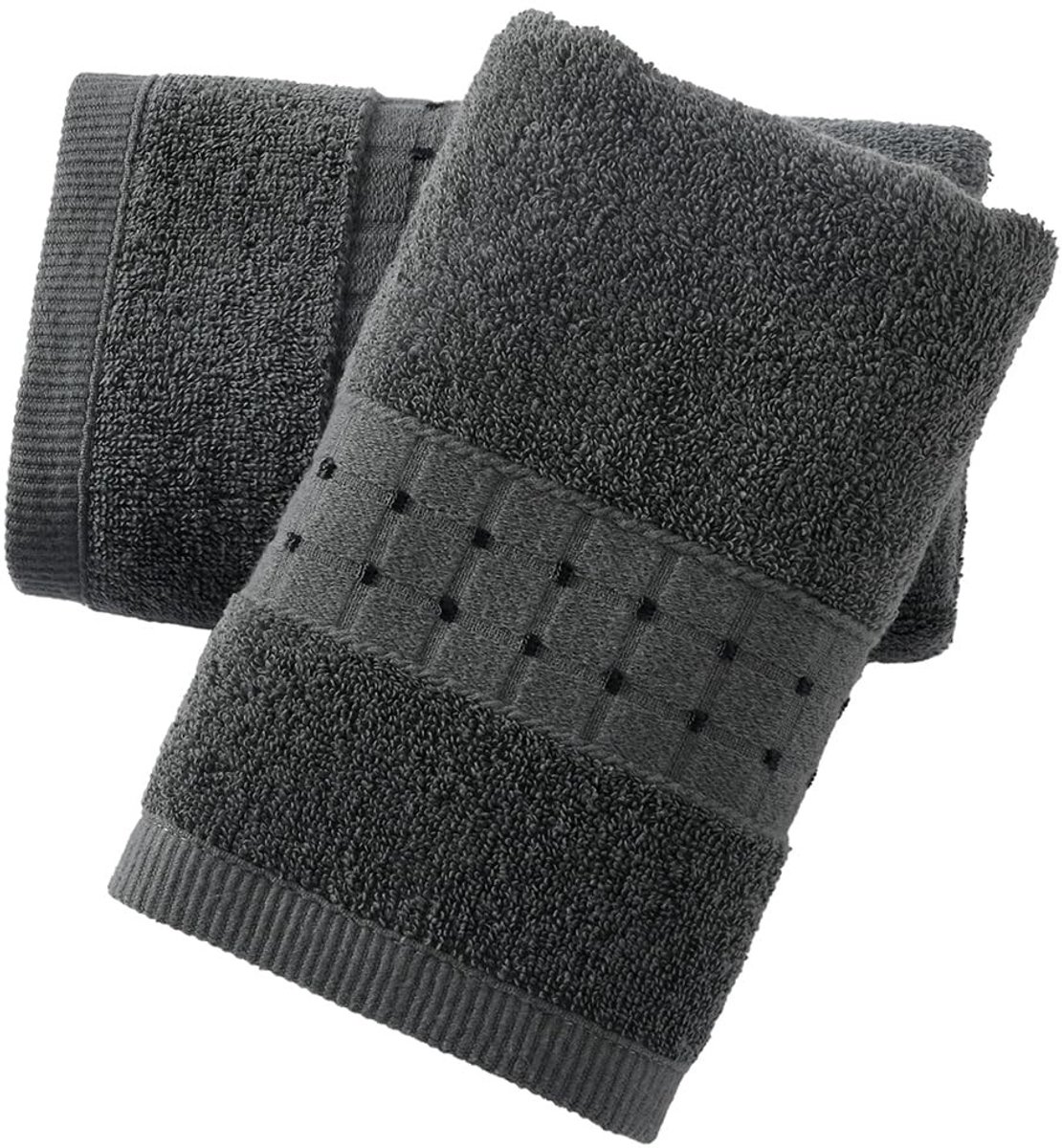 Omgoods - Set van 2 Grijze Handdoeken van 100% Katoen voor Badkamer en Keuken