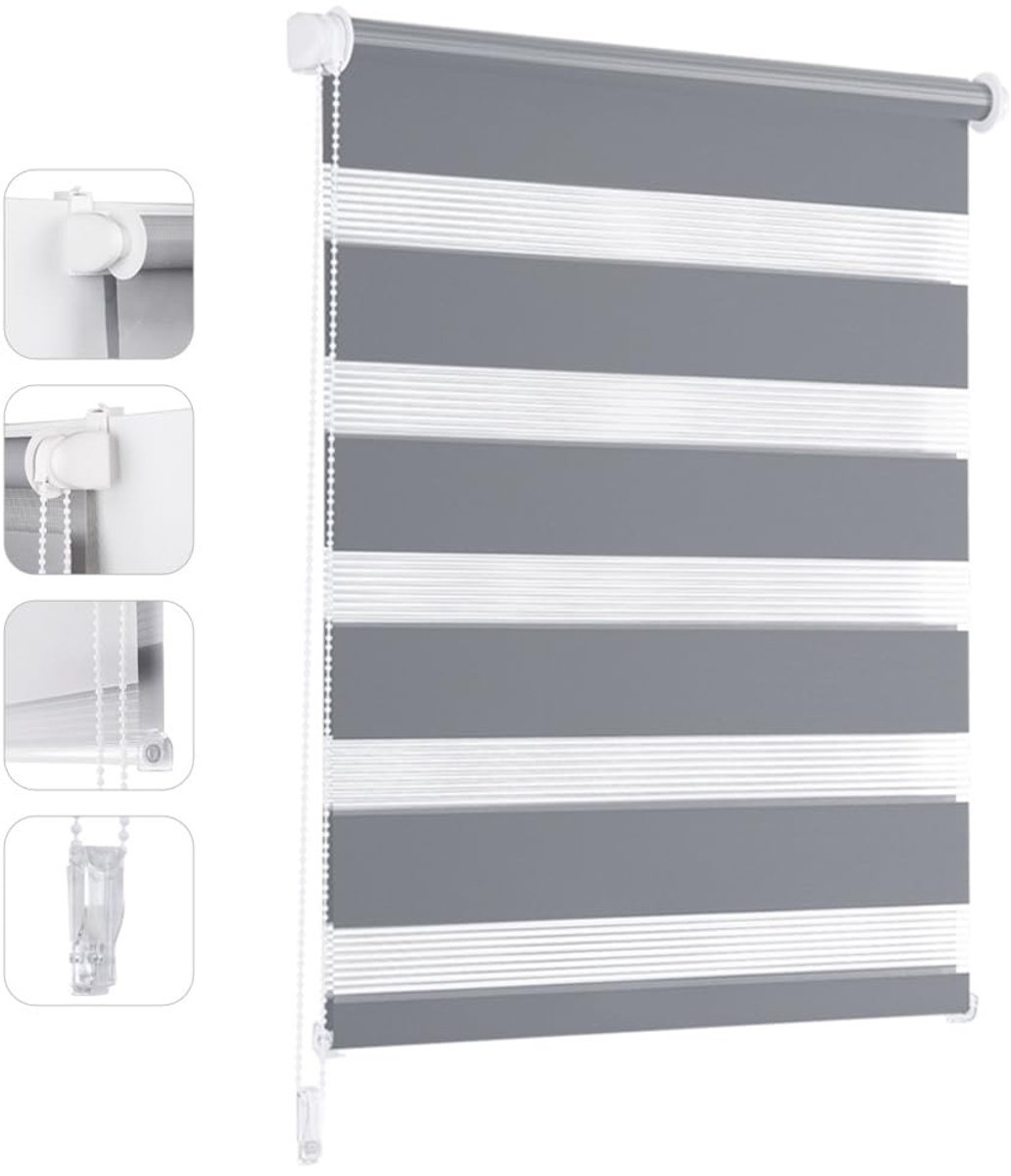 Omgoods - Dubbele Rolgordijn Klemmfix zonder Boren - 100 cm Breed - Zonnebescherming