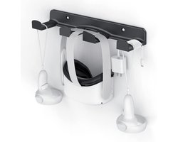 VR-muurbeugel voor Oculus Quest 2/Rift, Valve Index, HTC Vive, PSVR - Ruimtebesparende Headset & Controller Hanger met afgeronde hoeken (zwart)