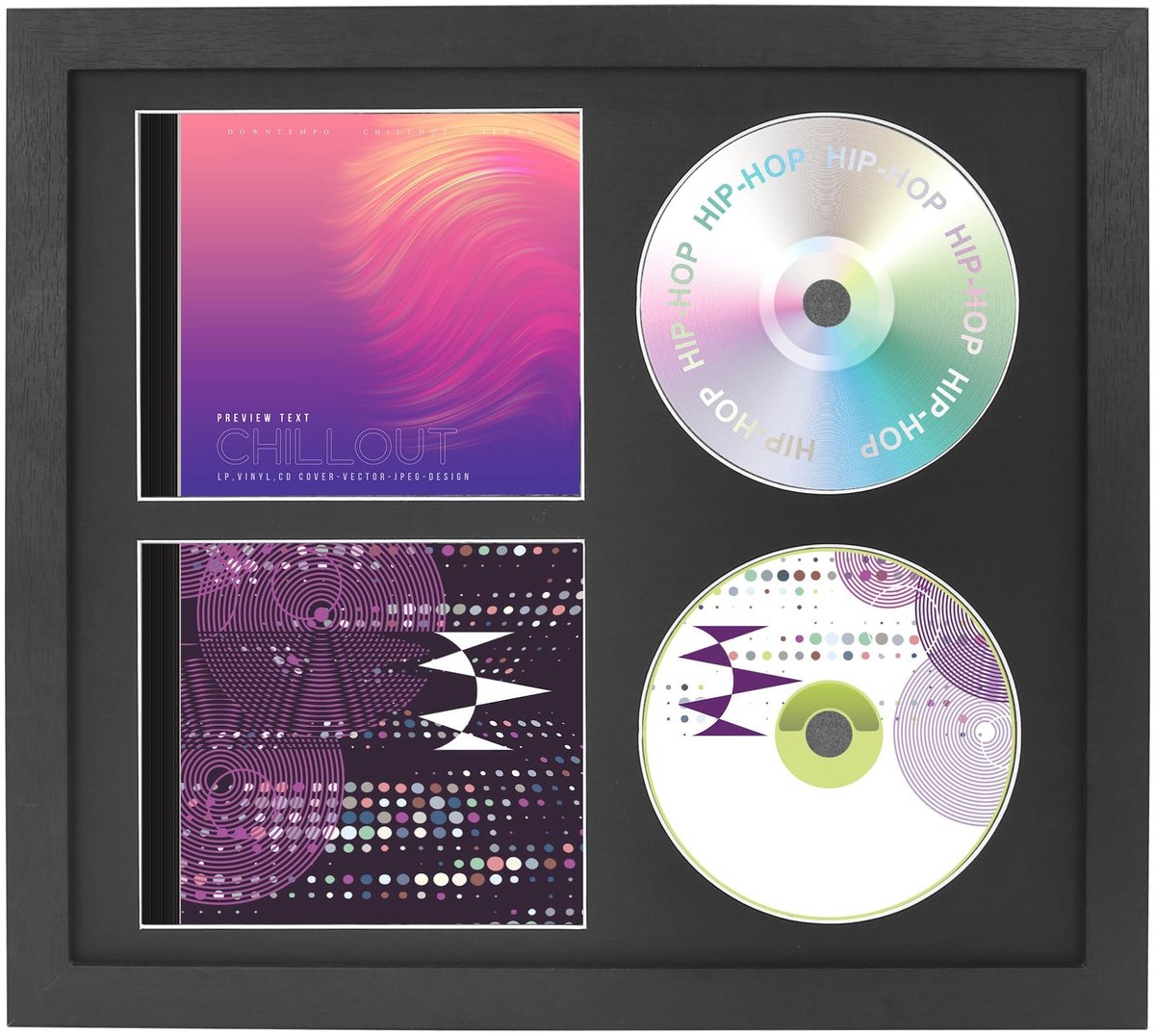 Omgoods - Dubbele CD Display Frame - 14.2"x12.8" met Echt Glas