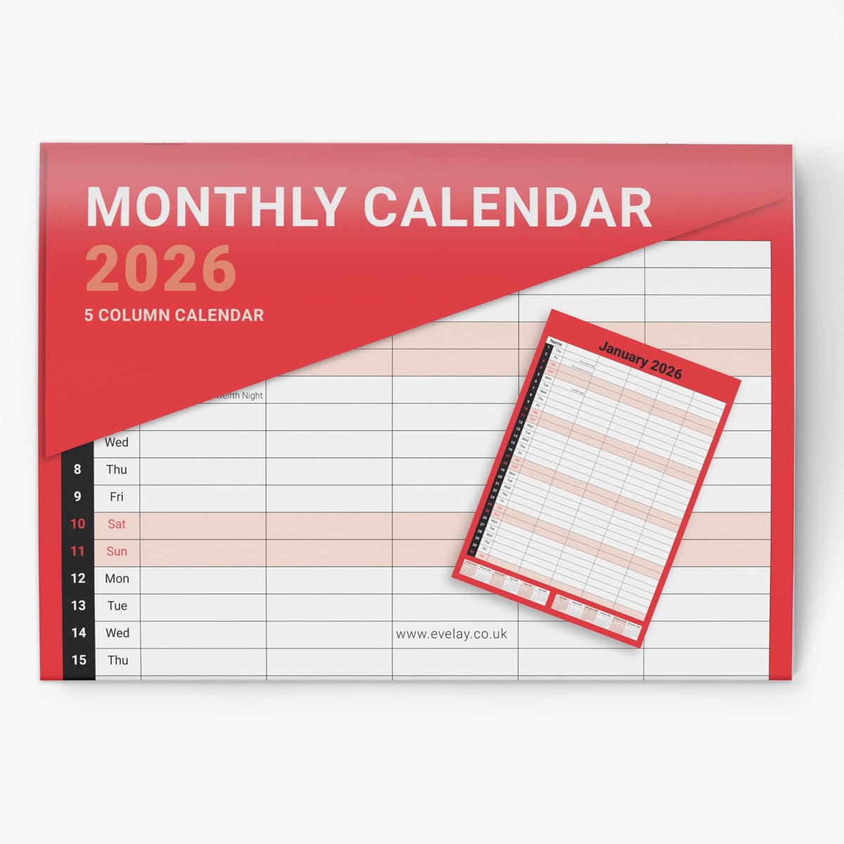 Omgoods - 2026 Kalender 5 Kolommen Wand Maand Planner
