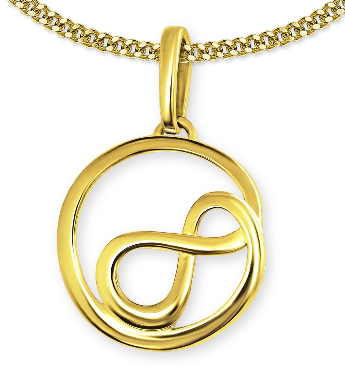 Omgoods - Gouden Infinity Ketting met Zirconia en 45 cm Keten
