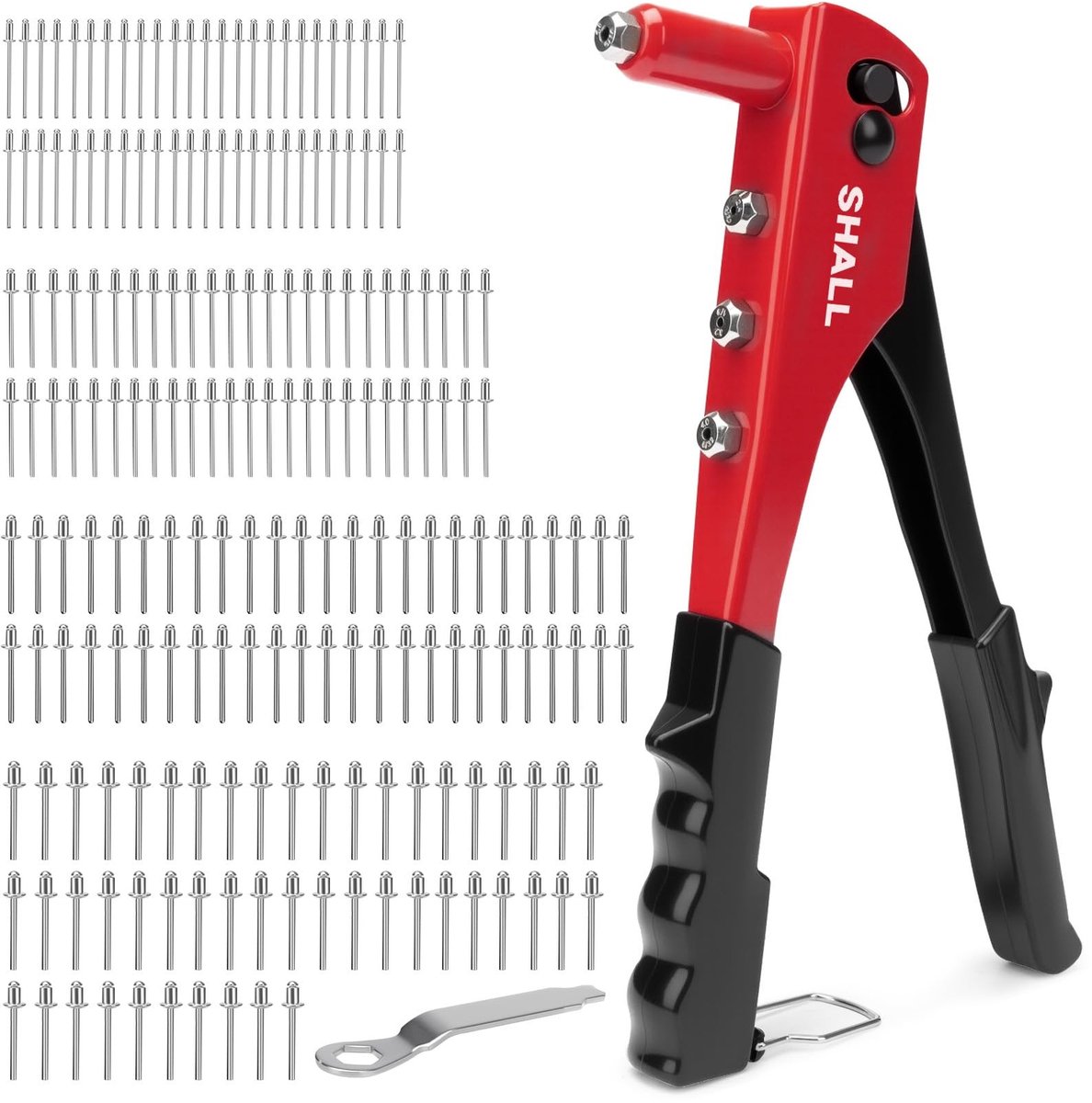 Omgoods - 4-in-1 Rivet Tang Set met 200 Rivets voor Auto, Leer, Plastic en Meubelwerk