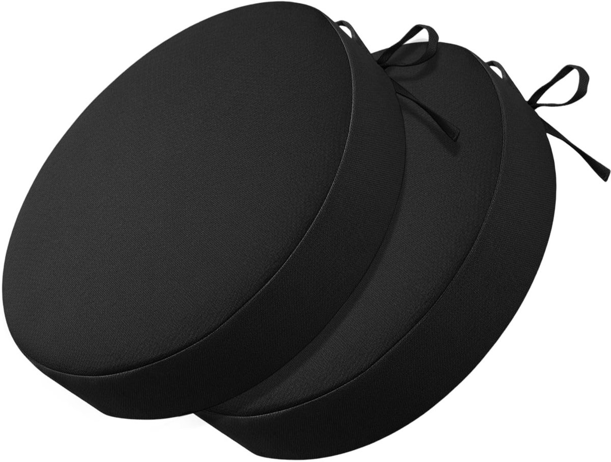 Omgoods - Set van 2 Ronde Zitkussens 40 x 40 x 5 cm voor Buiten