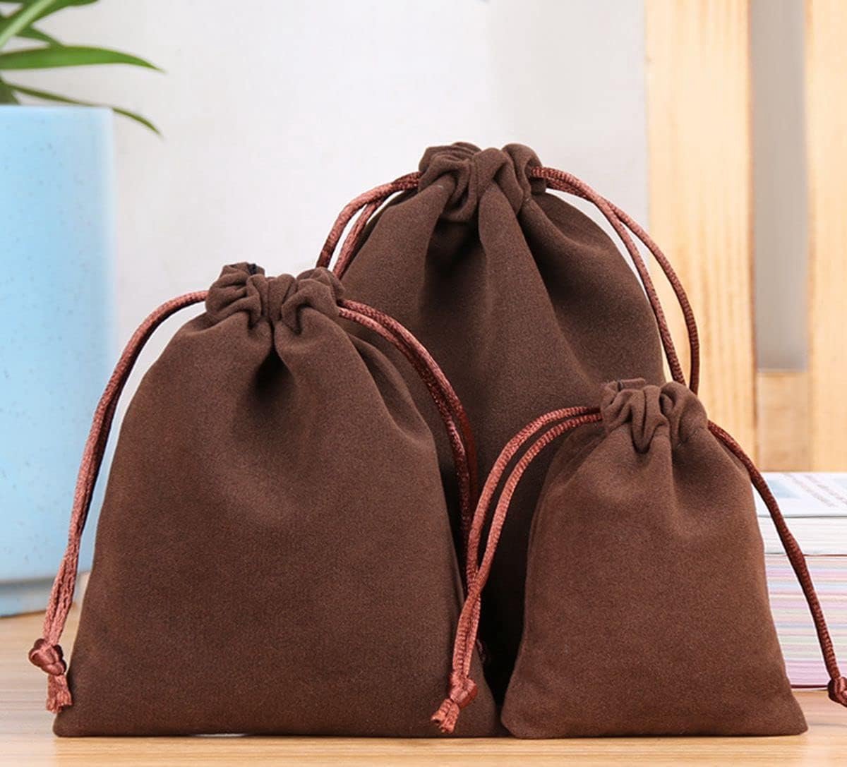 10 x grote fluwelen geschenkzakjes met trekkoord, fluwelen sieradentassen, trekkoordzak, fluwelen doek, trekkoord, tas, geschenktas, 20 x 25 cm