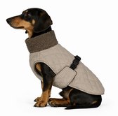Dogs&Co Gewatteerde Hondenjas Teddy Kraag – Waterafstotende Winterjas voor Honden – Beige - Ruglengte 34cm