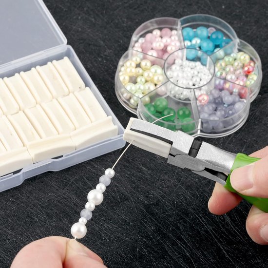 Vervangingstips voor platte neustang met opbergdoos, set van 12 witte nylon plastic tangkaken voor sieraden maken, brillenpootjes, montuurtang, sieraden maken gereedschap — afbeelding 3