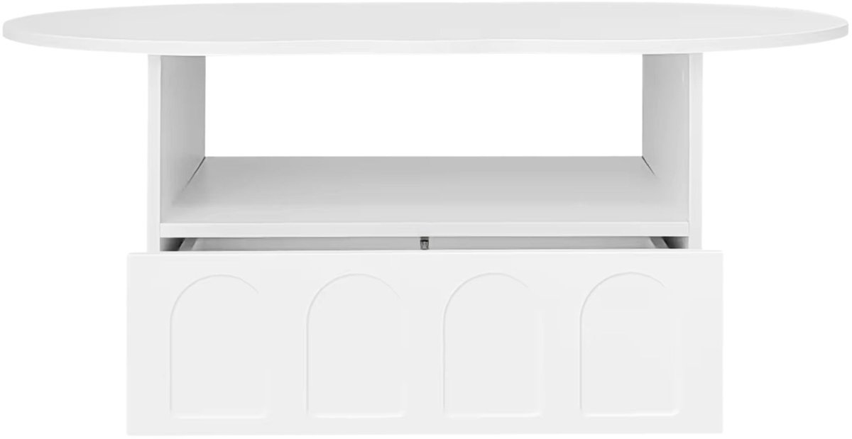 Happiq Wolkvormige Salontafel 100 cm - Modern Bijzettafel met Lades en Opbergvakken - Wit