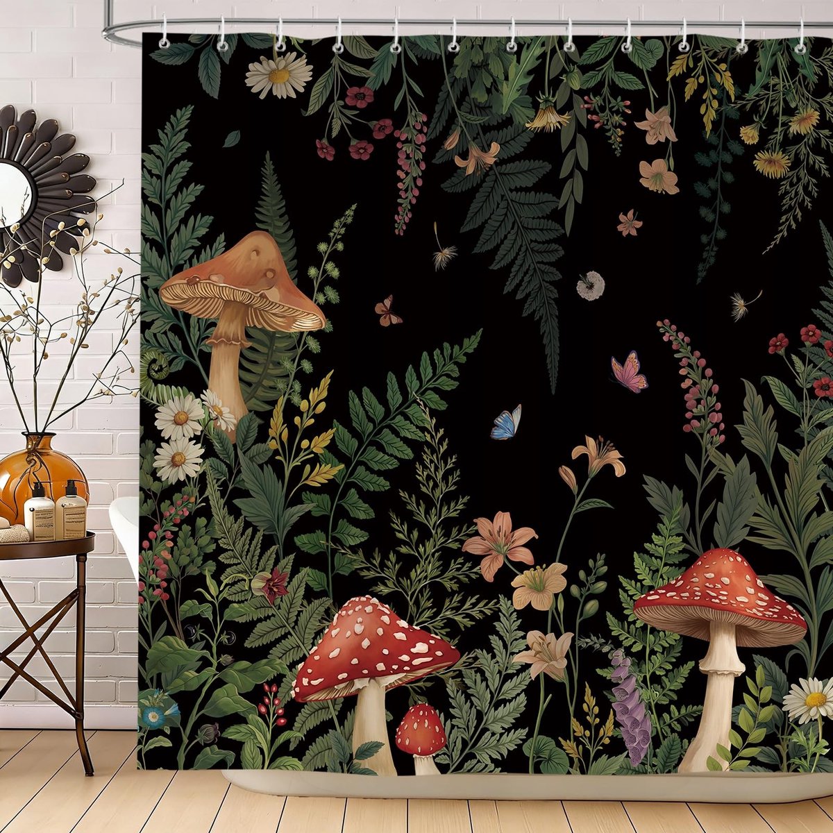 Omgoods - Vintage Paddestoel Douchegordijn 182 x 180 cm