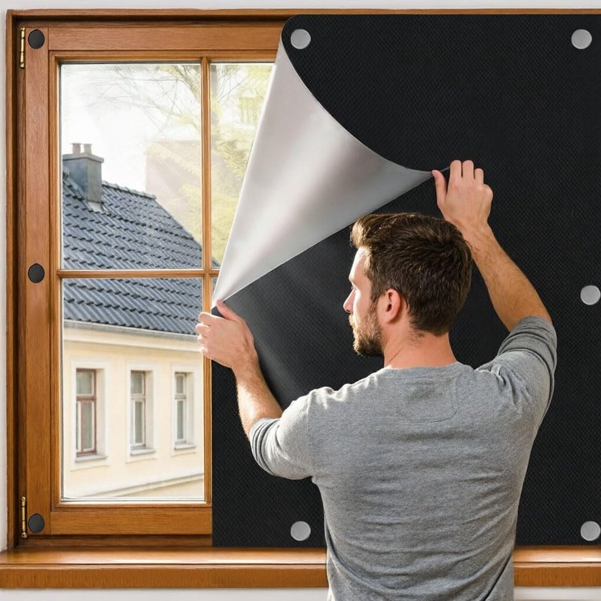Omgoods - Magnetische Rolluiken 180 x 145 cm - Zwart Blackout zonder Boren