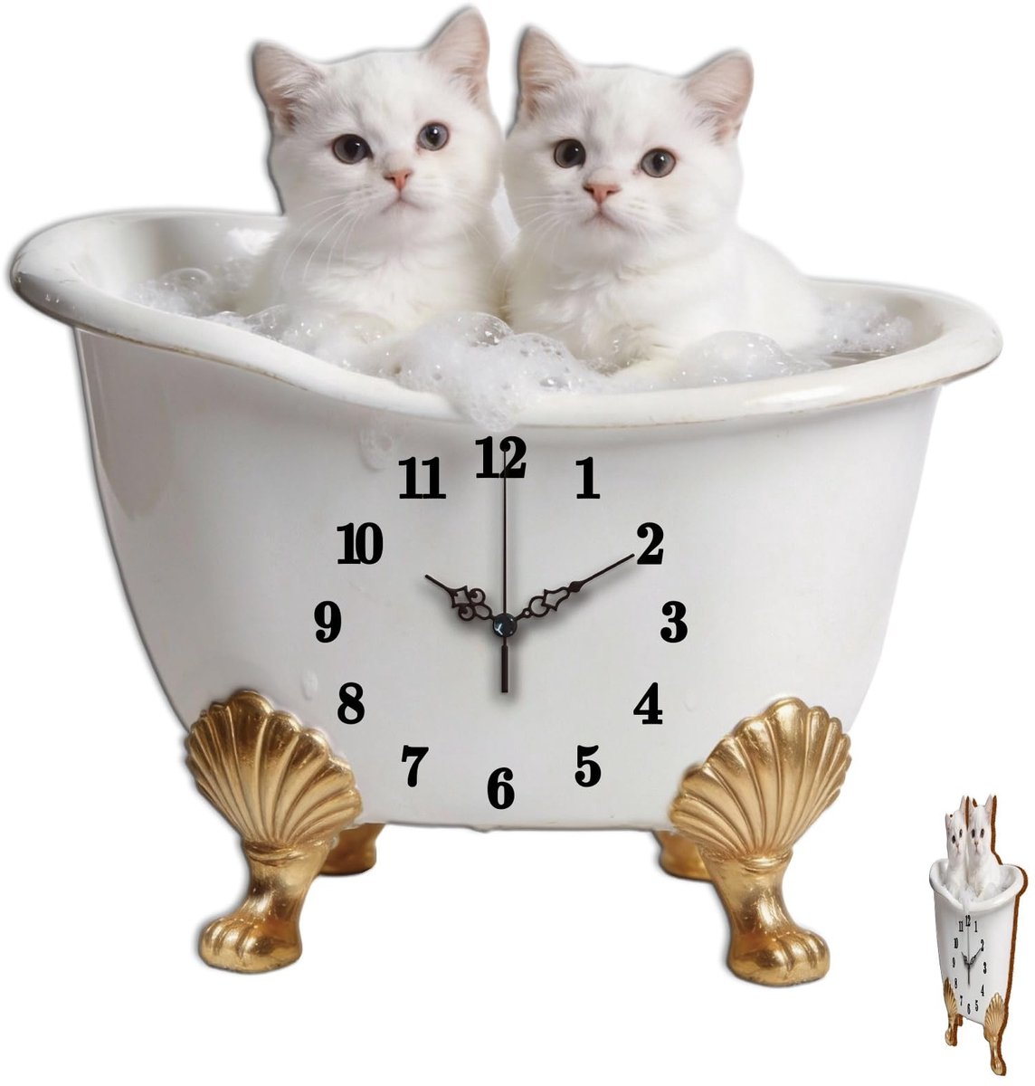 Omgoods - Wandklok Badkuipontwerp - Decoratieve Niet-Tikkende Klok 33x32,6 cm