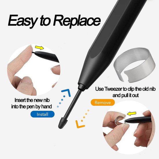 [10 stuks] reservepunten voor Remarkable 1/2/marker/Marker Plus, Kindle Scribe Pen2 Pro, Boox Pen2 Pro, Boox Pen Plus, Tab X, MAX Lumi2, Note Air2, Note Air2 Plus, Note5, Nova Air C, zwart — afbeelding 4