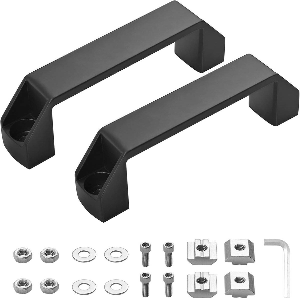 Beugelgreep 2 stuks handgreep van aluminiumlegering incl. T-moer schroeven sluitring moersleutel, handgreep voor Eu-Standard 30 serie aluminium profiel (boorgatafstand: 120 mm)