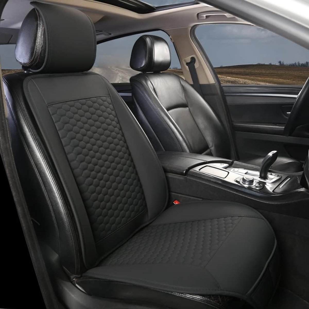 Panther Driver Seat Cover, PU lederen autostoelbeschermer Zwart
