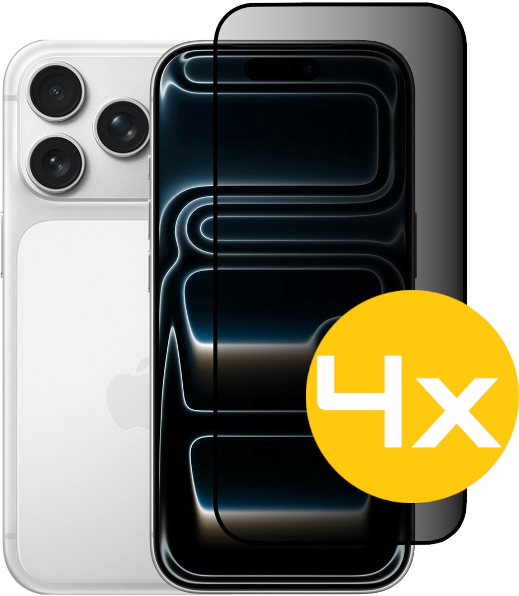 Privacy Screenprotector Geschikt Voor iPhone 17 Pro Max - Volledige Beschermglas - 4 Stuks