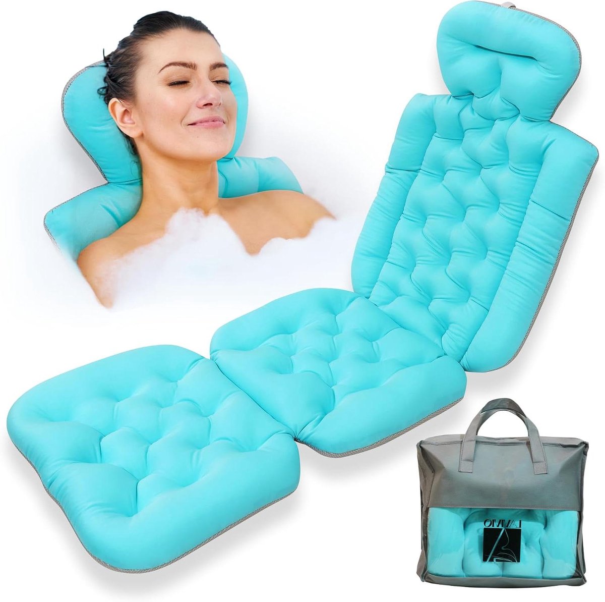 Badkussen Full Body - Badkussen Lendensteun - Spa Ervaring - 160 Zuignappen - Extra Dik - Oceaanblauw