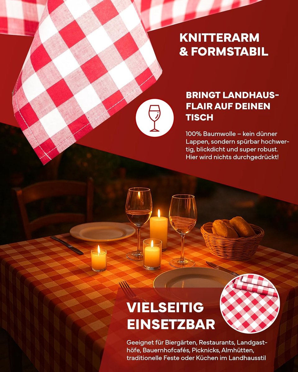 tafelkleed 110 x 280 cm rood-wit karikatuur uit 100% katoen met 20 mm boerenkarikatuur