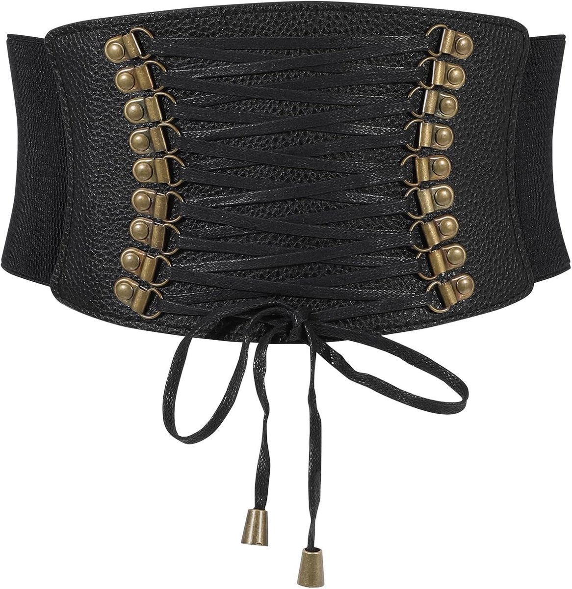 Elastische brede tailleband voor dames, vintage, stretch, vetersluiting, korsetriem voor jurk