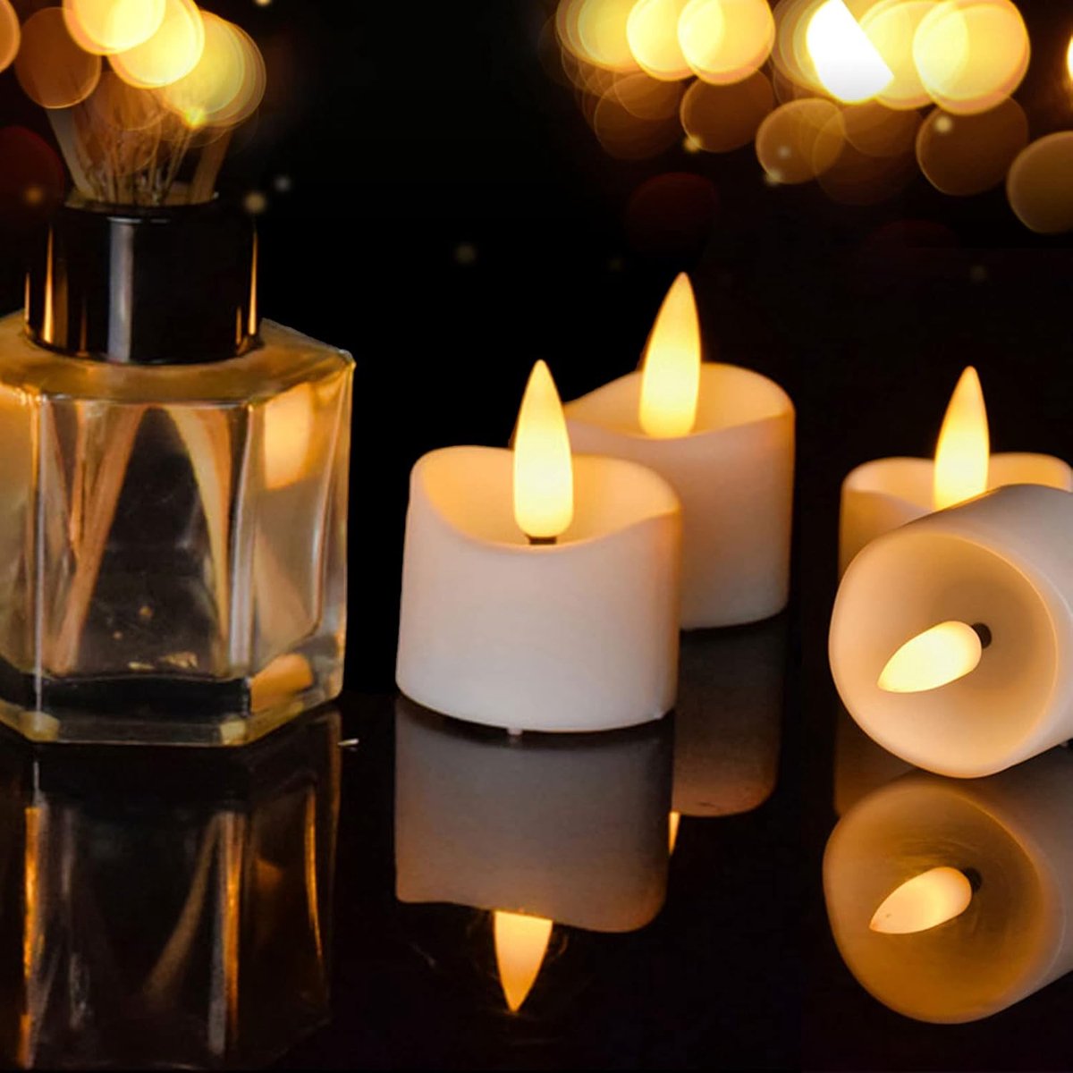 12 stuks theelichtkaarsen met timer vlamloze flikkering LED-waxinelicht op batterijen voor bruiloft, thuis, kerstdecoratie, seizoensgebonden en festivalfeest (warm wit)