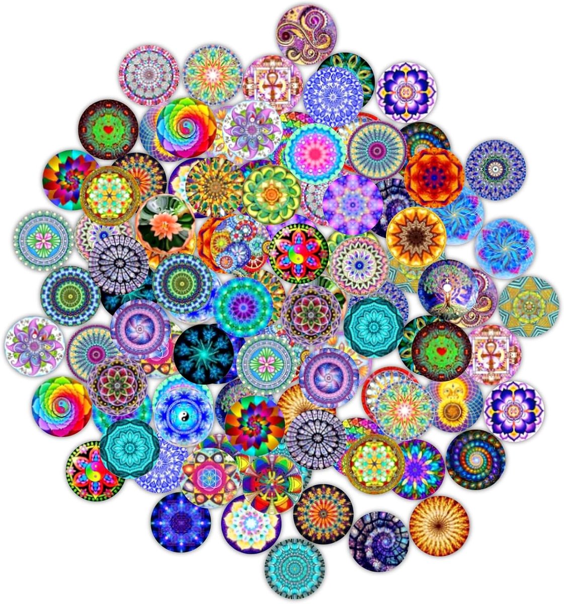 Dreuzelstenen, 100 stuks kleurrijke glazen stenen, decoratie, in het donker lichtgevende glazen stenen, glazen cabochons, mini-ronde mozaïekkoepel cabochons voor doe-het-zelf sieraden en