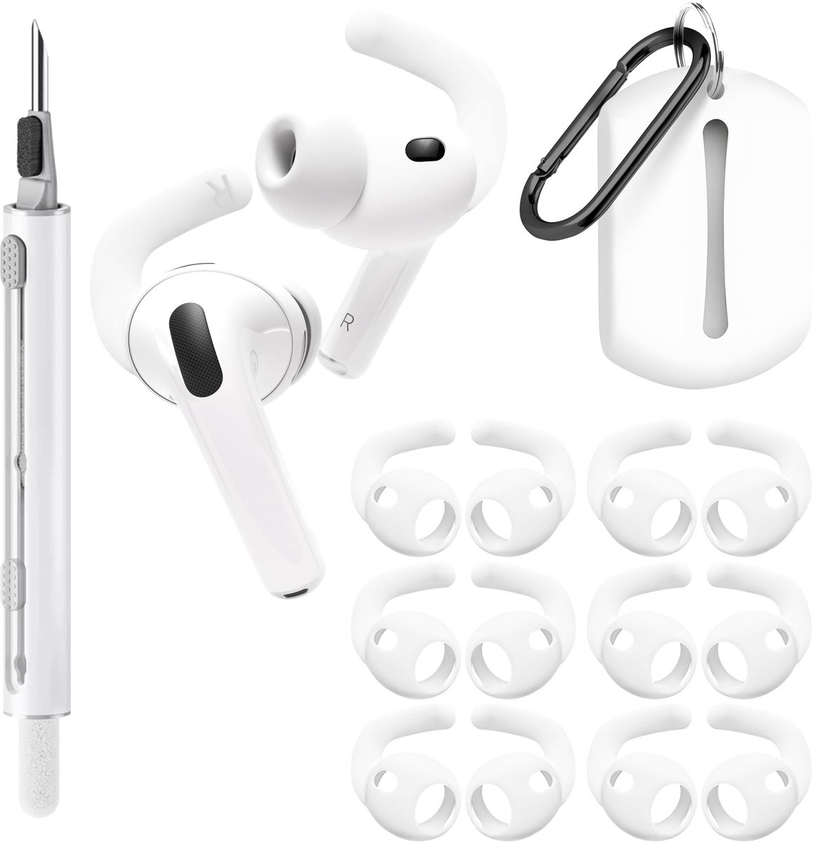 Omgoods - 6 Paar AirPods Pro 3 Oorhaken met Schoonmaakset - Silicone Sport Earplugs