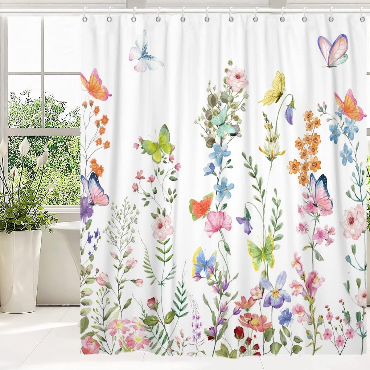 Omgoods - Kleurrijk Bloemen Douchegordijn 180 x 200 cm