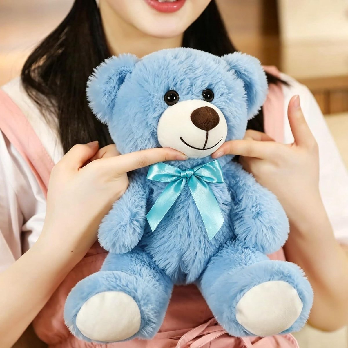 Pluche Schattig Dierenspeelgoed Kussen Bear Pop Geschenk voor Kinderen Jongens Meisjes Verjaardag Kerst Valentijnsdag (Blauw,35 cm)