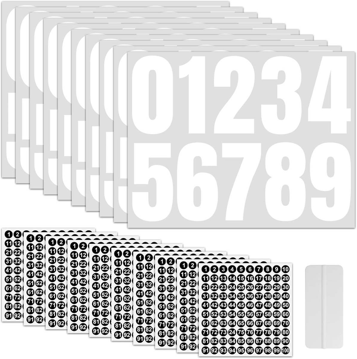 10 vellen cijferstickers 10 cm zelfklevende cijfers 0-9 en 10 vellen cijferstickers 1 cm zelfklevende cijferstickers 1-100 voor brievenbus, huisnummer, brievenbus, borden
