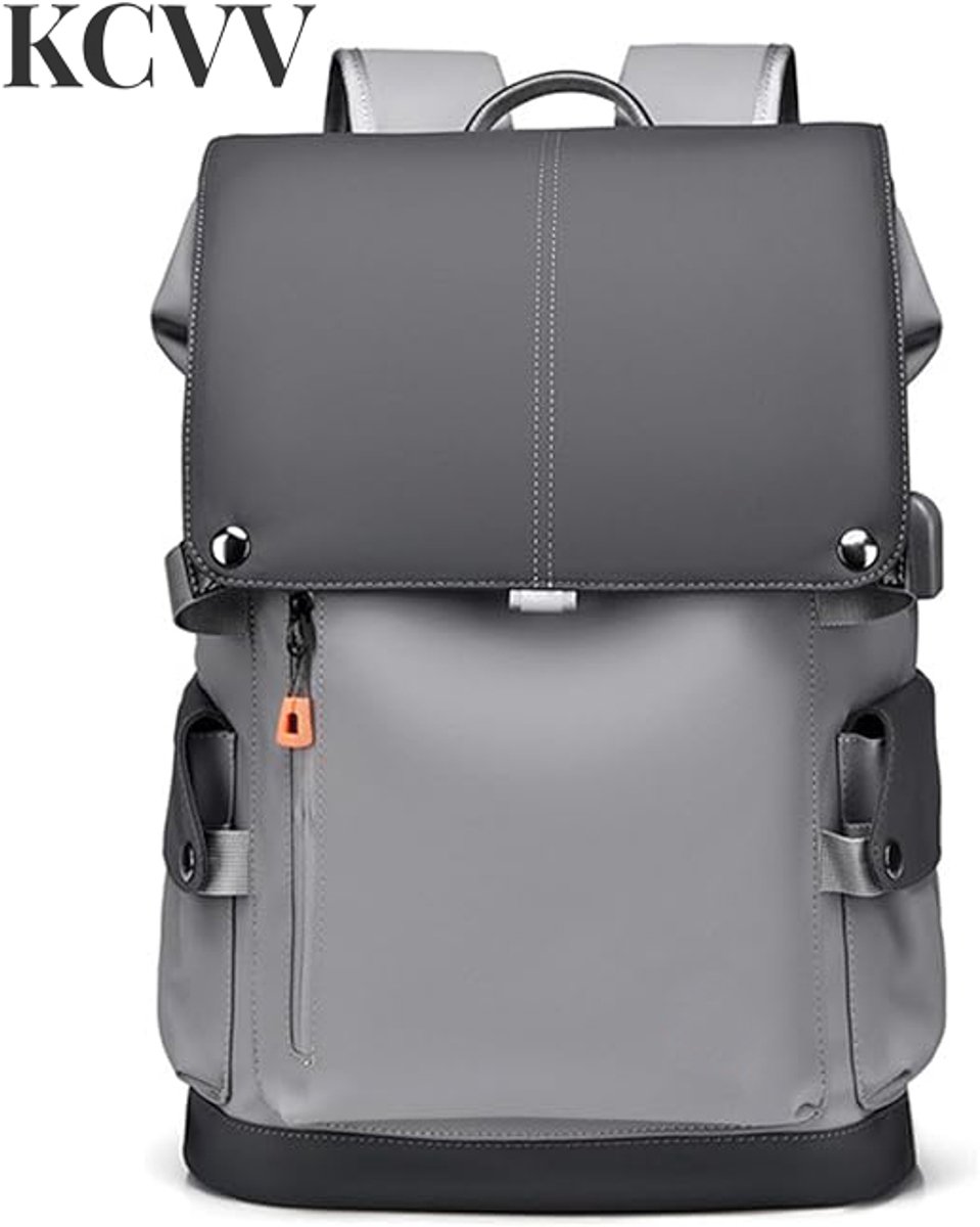 Usb rugzak-rugzak laptop heren-rugzak laptop-Laptoprugzak - Herenrugzak - Werktas met USB-oplaadpoort - Met reflecterende heupriem - Grijs - 33x15x46cm