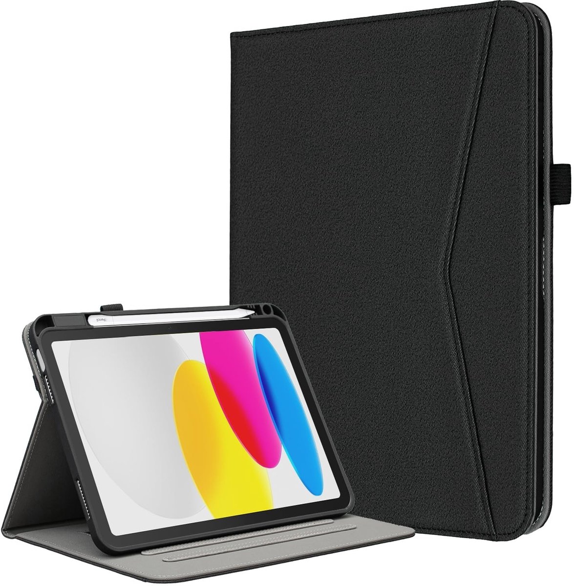 Omgoods - Hoes voor iPad 11e en 10e Generatie - Softshell met Standaard en Penhouder, Zwart