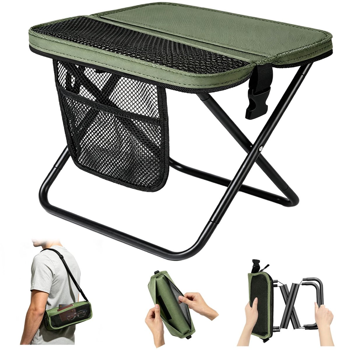 Omgoods - Draagbare Campingkruk met Opbergtas - Tot 120 kg