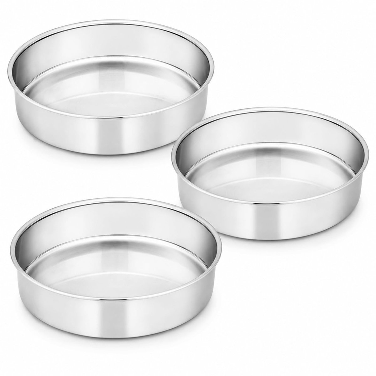 Omgoods - Set van 3 Ronde Bakvormen van Roestvrij Staal, 20 cm, Vaatwasmachinebestendig