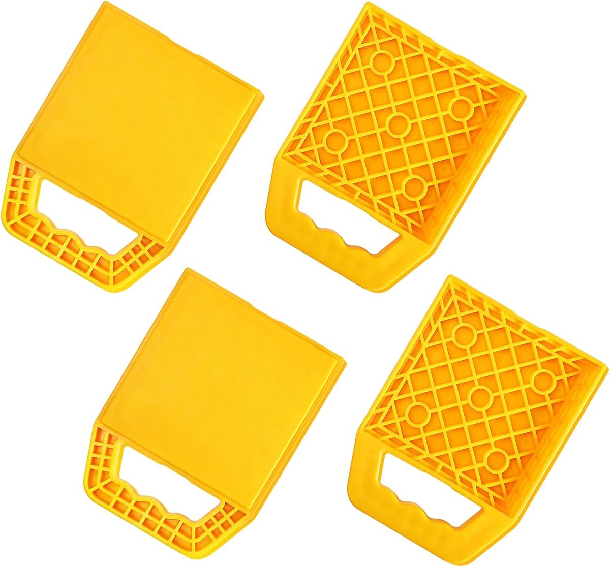 Steunplaten voor caravans, 23 x 17 x 2 cm, 4 stuks onderleggerplaten, steunplaten, stapelbaar met handgreep, krik, stabilisator, steunplaten, set voor aanhangers, camper, caravan, krik