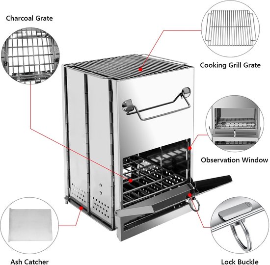 Omgoods - Camping Grill en Houtoven - Draagbare met Opbergtas — afbeelding 2