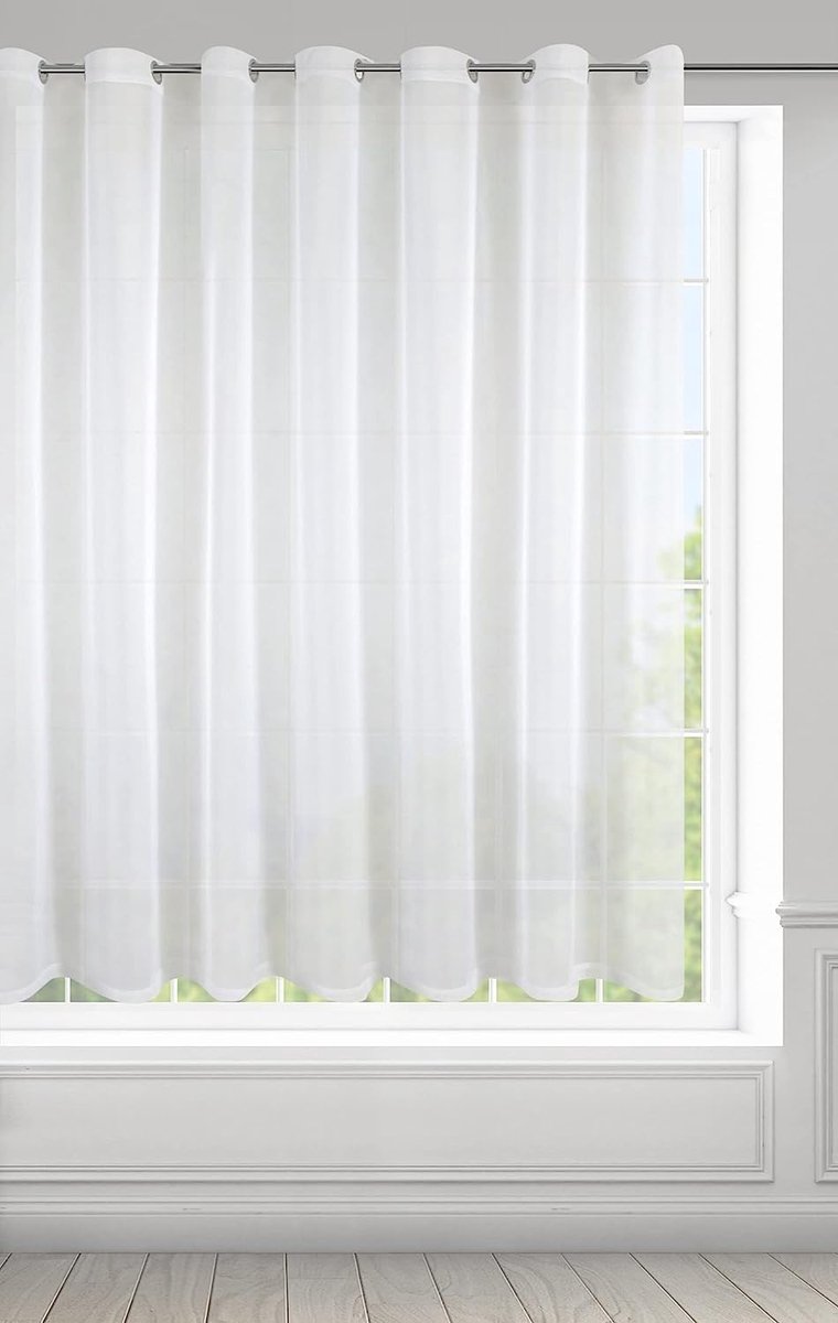 FRIDA Voile Gardine Vorhang mit Ösen - 1 st. Transparant Gardine Leinenoptik Durchsichtig Einfarbige für Schlafzimmer Wohnzimmer Kinderzimmer, 400x150cm, Weiß