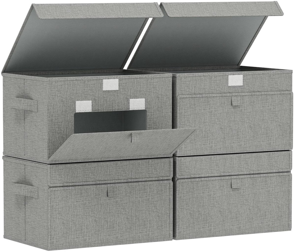 Omgoods - Fabric Storage Baskets with Lid - Set van 4 Opbergmanden voor Kleding en Meer