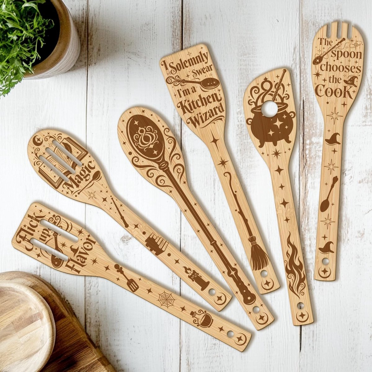 Omgoods - 6-delige Houten Keuken Gereedschap Set - Unieke Cadeau voor Vrouwen