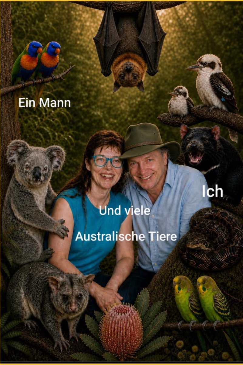 Mann und ich und viele australische Tiere