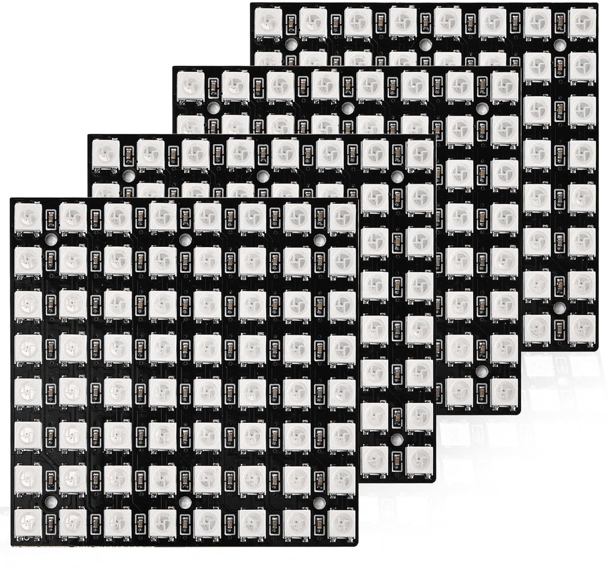 4 stuks 64 bits WS2812 led-matrix-paneel, 8 x 8 5050 ledmodule, ingebouwde driver, kleurlicht, ontwikkelingsboard, compatibel met Arduino Raspberry Pi