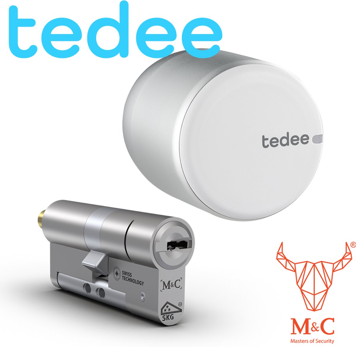 Tedee PRO inclusief SKG cilinder | Diameter smartlock 46mm | SKG3 cilinder zelf op maat maken (zie omschrijving) | bedien via Bluetooth met app | EURO cilinder | auto-lock, auto-unlock | geef digitale sleutels uit | oplaadbaar |