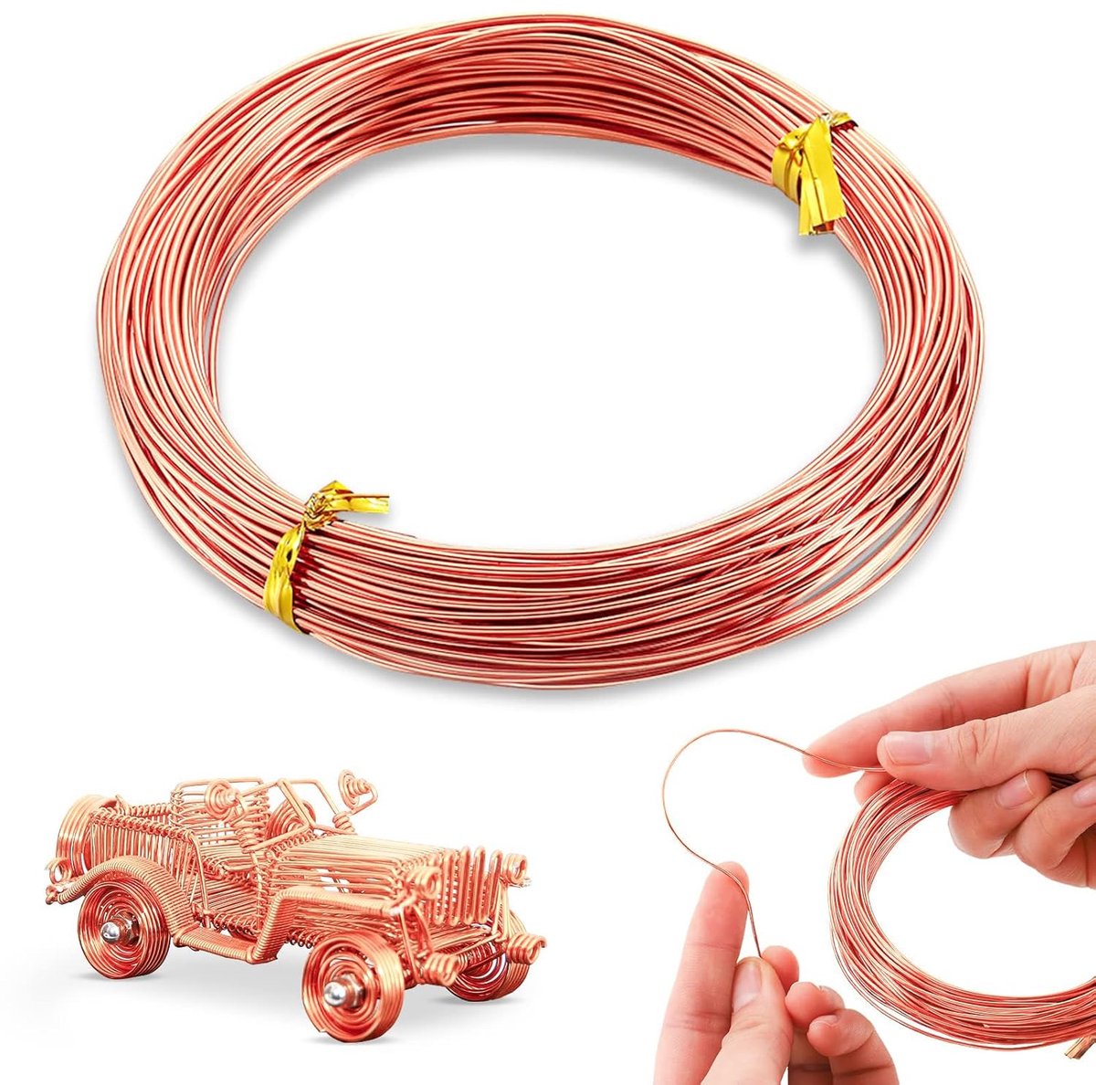 Draad, 1 mm, champagne, 50 m draad om te knutselen, 1 mm champagne, gouddraad voor knutselen, sieradendraad, aluminium draad knutselen, knutseldraad voor sieraden maken, leveringen en